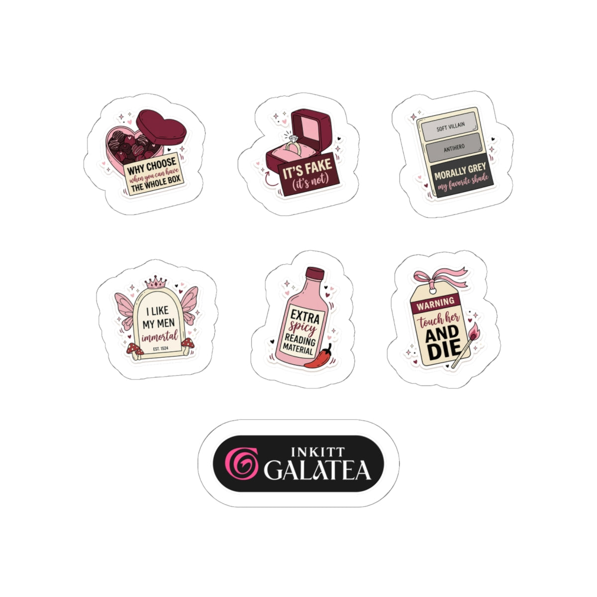 Trope Sticker Sheet Vol. 2 | Romance Reader Kiss-Cut Stickers